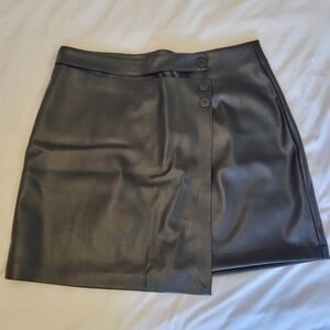 Ardene xl black vegan leather wrap skirt